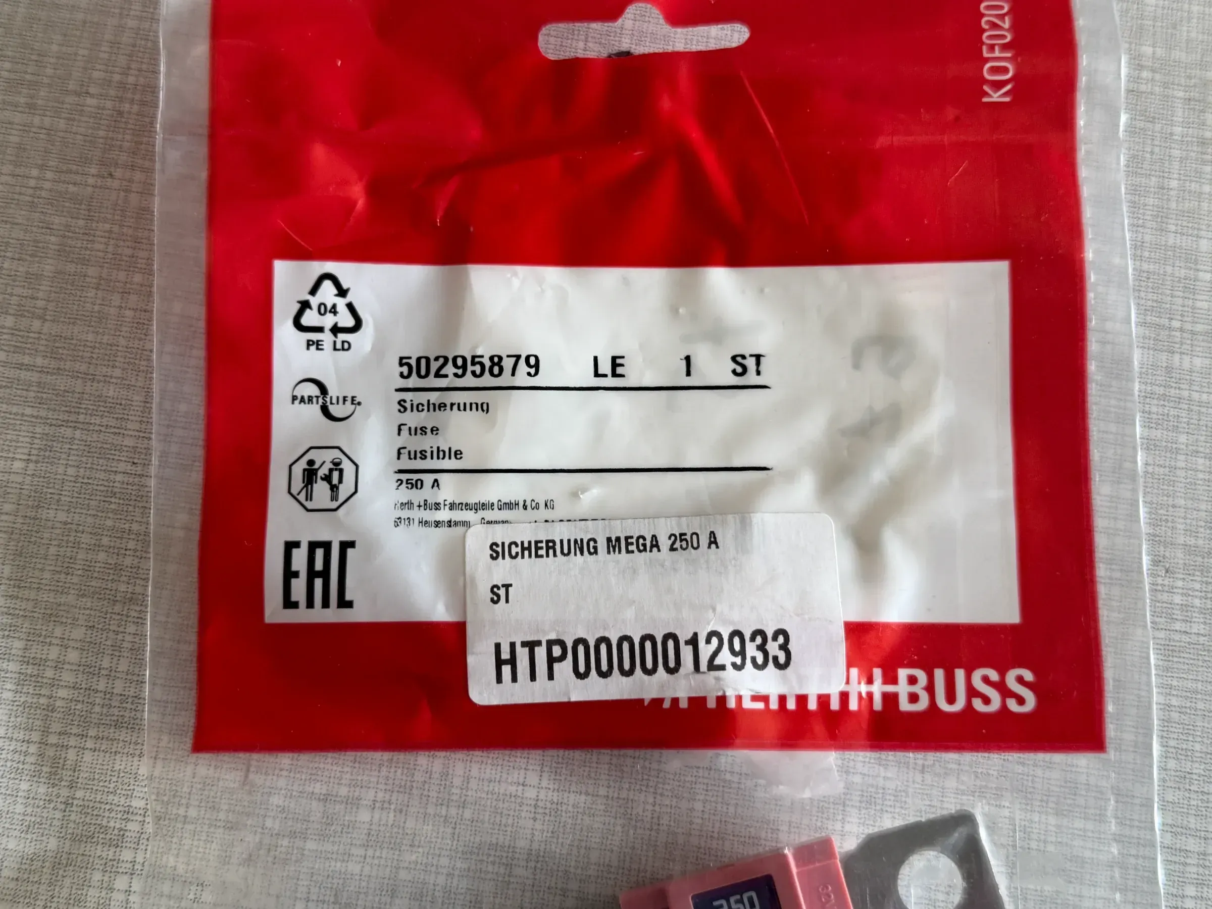 Original Herth+Buss Fahrzeugteile GmbH & Co. KG Sicherung 50295879 NEU - Bild 1