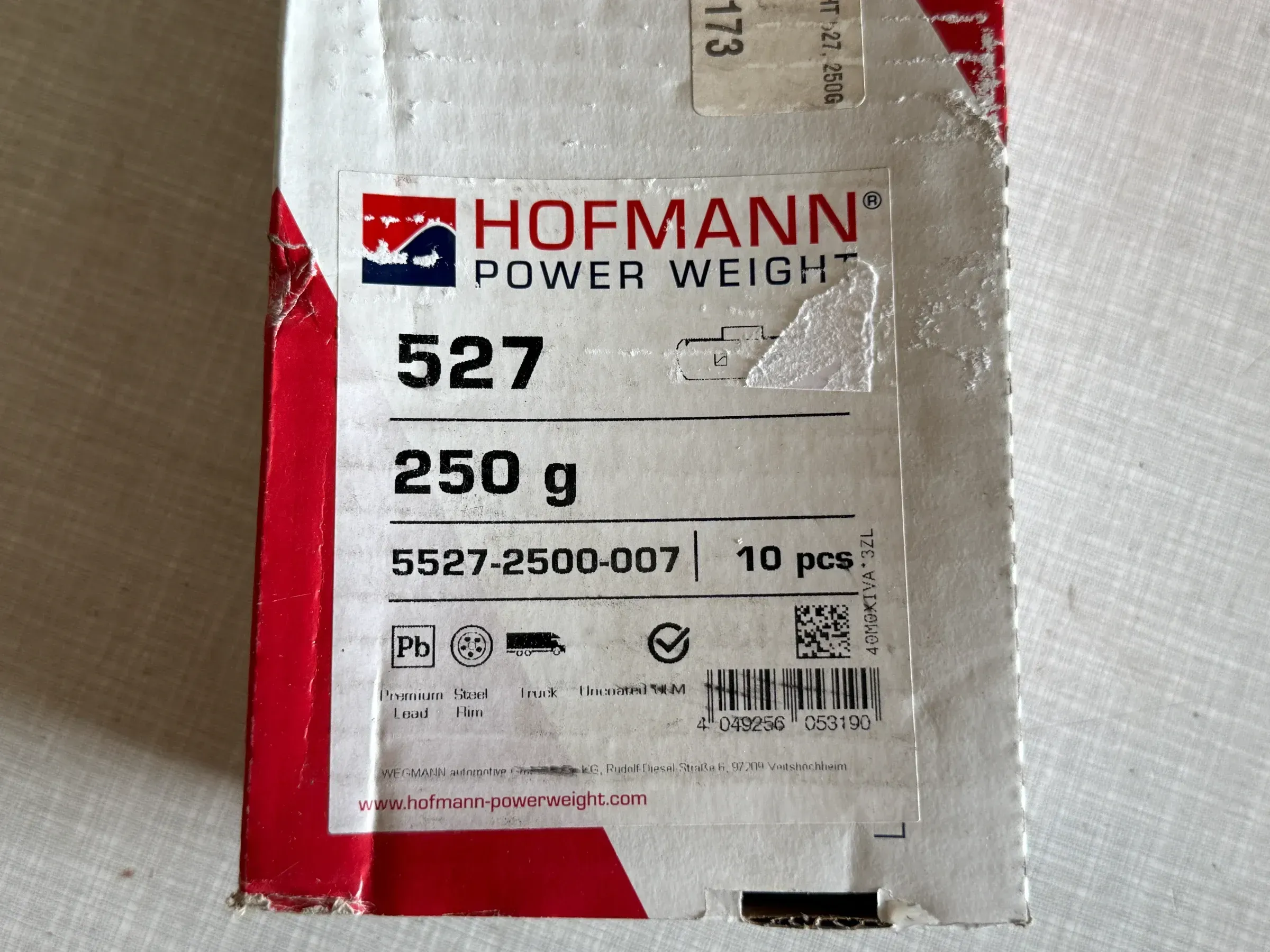 Original WEGMANN automotive GmbH Schlaggewicht Typ 527, 250g, Blei, grau 10st - Bild 1